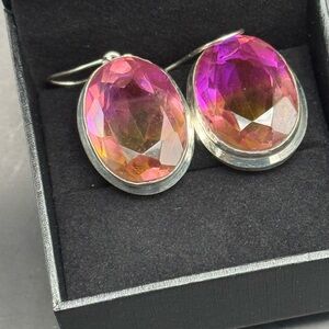 Sterling Ametrine Oval Earrings